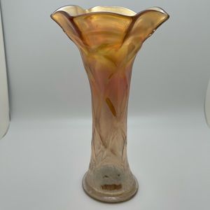 Antique Marigold Mad Hatter Carnival Swung Vase by Imperial Glass 1900s